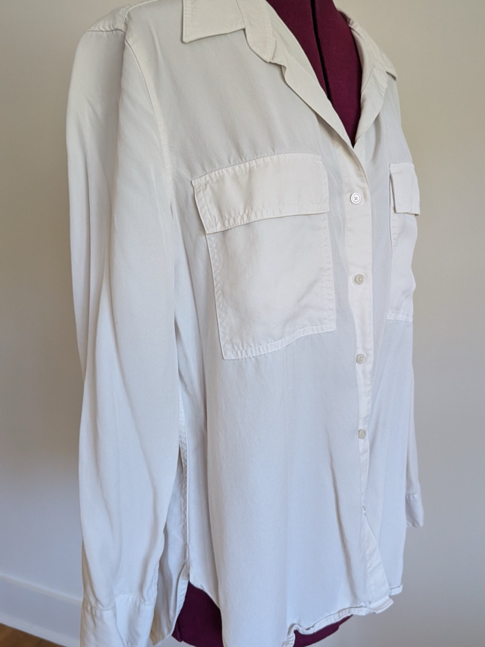 Babaton Creme Button-Down Pocket Shirt in Cool Tencel